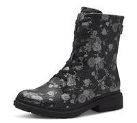 Jana bottines femme à lacets avec fermeture éclair vegan, Black/Flower, 38 EU