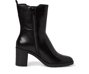 Jana bottines femme à talon simili cuir bloc largeur H large, Black, 38 EU