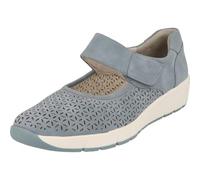 Jana Chaussures Basses Femme avec Fermeture Velcro Vegan, Denim, 38 EU