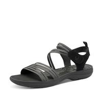 Jana Coshy sandales femme plates avec fermeture velcro sportives, Black, 40 EU