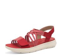 Jana Coshy sandales femme plates avec fermeture velcro vegan, Red, 37 EU