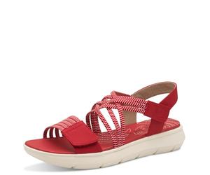 Jana Coshy sandales femme plates avec fermeture velcro vegan, Red, 37 EU