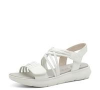 Jana Coshy Sandales Femme Plates avec Fermeture Velcro Vegan, White/Silver, 37 EU