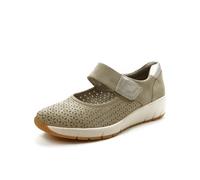Jana Femme Damen Halbschuhe mit Klettverschluss Vegan Basket, Taupe, 41 EU