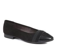 Jana Femme Softline 8-72165-41 Chaussures Confortables à Largeur Large avec Embout Verni Classique pour Affaires, festives Ballerines, Noir, 38