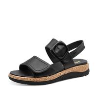 Jana Femme Softline Leather Wedge/Plat Sand 8-28701-46 Sandale, Noir, 39 EU