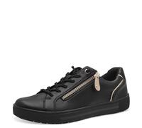 Jana Femmes Baskets Plates avec Fermeture éclair Vegan, Noir (Noir/Or), 38 EU