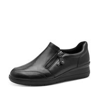 Jana Mocassins Cuir Femme Classiques avec Fermeture éclair, Black, 41 EU