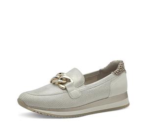 Jana Mocassins Femme élégants Vegan, Beige/Gold, 38 EU