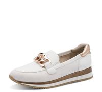 Jana Mocassins Femme élégants Vegan, White/Rosegold, 41 EU