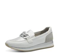 Jana Mocassins Femme élégants Vegan, White/Silver, 38 EU