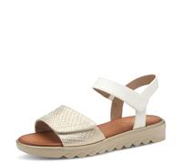 Jana Sableales pour Femmes Plates avec Fermeture Velcro Vegan, Mehrfarbig (Blanc/Or), 42 EU