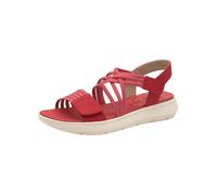 Jana Coshy Sandales Femme Plates avec Fermeture Velcro Vegan, Red, 38 EU