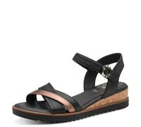 Jana Sandales compensées pour femme Wedge/Plat Sand Vegan, Black Comb, 40 EU