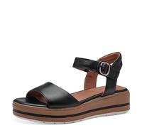 Jana Sandales Femme à Talon compensé avec Fermeture Velcro Vegan, Black, 36 EU