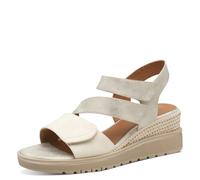 Jana sandales femme à talon compensé vegan avec fermeture velcro, Beige/Gold, 39 EU