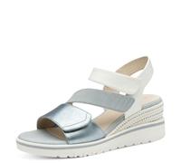 Jana sandales femme à talon compensé vegan avec fermeture velcro, Denim Comb, 37 EU