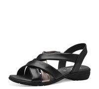 Jana Sandales Femme Plates élégantes Vegan, Black/Pewter, 37 EU