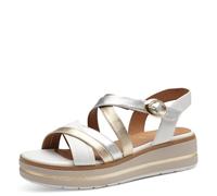 Jana sandales femme plates plateformes vegan, White/Metallic, 37 EU