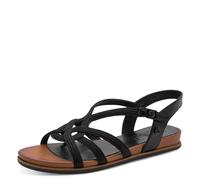 Jana Sandales plates végétaliennes pour femme, noires, 38 EU
