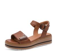 Jana Wedge/Plat Sand MultiAdj + Sandales compensées végétaliennes, cognac, 40 EU