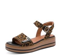 Jana Wedge/Plat Sand MultiAdj + Sandales compensées végétaliennes, léopard, 40 EU