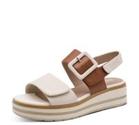 Jana Wedge/Plat Sand MultiAdj+Vegan Sandales compensées pour femme Beige/Cognac, 41 EU