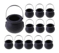 Janasiba 12 Pièces Mini Bouilloires à Bonbons Pot de Support de Chaudron Squelette de Sorcière avec Poignée pour Halloween Fête de la Saint- de Pâques
