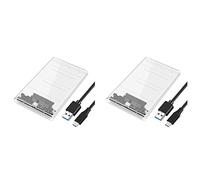 Janasiba 2X Boîtier de Disque Dur USB3.0/Type-C de Boîtier de Disque Dur 2.5 Pouces SSD SATA3 vers USB 3.0 Boîtier de Disque Dur Transparent Boîtier de Disque Dur USB C 5Gbps