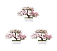 Janasiba 3X Plantes Artificielles Bonsaï Arbre Pot Faux Plante Fleurs en Pot Faux Bonsaï pour Maison Chambre Table Hôtel Jardin Décor A