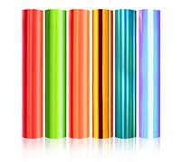 Janasiba 6 Feuilles de Vinyle Holographique Vinyle Holographique Vinyle Permanent 12 Pouces X 12 Pouces pour Cameo, Chrome, Rouge