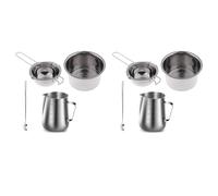 Janasiba 8 Set en Acier Inoxydable Double Chaudière à Long Manche Cire Melting Pot, Pichet et Cuillère de Mélange Bougie Fabrication de Savon, DIY Bougie Parfumée Main Artisanat Outils