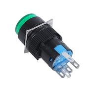 Janasiba AC 250V 5A SPDT 1NO 1NC 5-Pin Stromstoss Interrupteur à bouton-poussoir avec lampe LED 220 V Vert