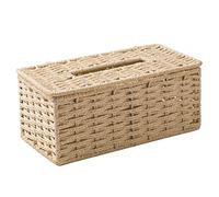 Janasiba BoîTe à Mouchoirs en Rotin, Porte-Serviettes Vintage, Housse de Conteneur de Rangement Encombrement de Cas, DéCoration de Bureau de Salon (Beige)