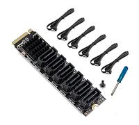 Janasiba Carte d'extension PCIE vers 6 Gpbsx6 port + câble M.2 MKEY PCI-E Riser Carte M.2 NVME vers SATA3.0 ASM1166 Support PM