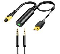 Janasiba Convertisseur audio optique numérique fibre vers 3,5 mm Convertisseur fibre vers 3,5 mm Convertisseur USB Câble audio optique numérique Spdif vers 3,5 mm Audio Convertisseur