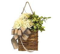 Janasiba Couronne de Panier Suspendu de Porte de Fleurs Sauvages de Signe de Bienvenue de Le Jour de Pâques pour la Porte D'EntréE, DéCor de Pâques