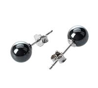 Janasiba Janasiba (R) 1 paire de boucles d'oreilles créoles en argent 925 avec fermoir en forme de cercle hématite 6 mm de diamètre