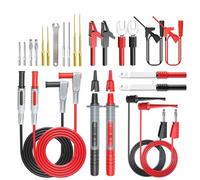 Janasiba Kit de 25 câbles de mesure en silicone pour multimètre P1308D avec clé à aiguille interchangeable, pince crocodile, fiches banane 4 mm, PVC + pince crocodile multimètre en cuivre