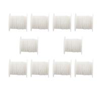 Janasiba Lot de 10 mèches de bougie - Mèche plate - Mèche ronde - Mèche de lampe - Bobine - 61 m - Pour la fabrication de bougies