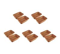 Janasiba Lot de 10 paniers rectangulaires pour table ou comptoirs, présentoirs pour pain, fruits et légumes, paniers en osier pour marchés, boulangerie