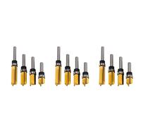 Janasiba Lot de 12 embouts de routeur Flush Trim Router Bit 1/4 Tige droite Modèle Modèle Routeur Bit Fraise à bois Outil