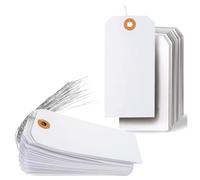 Janasiba Lot de 125 étiquettes suspendues avec œillet renforcé et fil de fer, carton métallique pré-monté pour étiquetage des prix, 4 3/4 x 2 3/8, installation facile, facile à utiliser