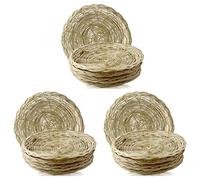 Janasiba Lot de 15 supports d'assiettes en bambou - 25,4 cm - Ronds tissés - Réutilisables - Pour les fêtes de pique-nique
