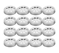 Janasiba Lot de 16 couvercles de bocaux à bouche réguliers - Résistant à la rouille - Avec trou de paille - Fleurs creuses - Pour balles, bocaux de conserve, etc