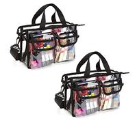 Janasiba Lot de 2 à bandoulière transparents pour cosmétiques - Portefeuille approuvé par le stade, Montré
