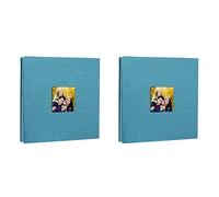 Janasiba Lot de 2 albums photo autocollants pour mariage/famille/amoureux Couverture en lin Cadeau DIY pour la Saint-Valentin Mères Bleu