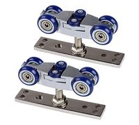 Janasiba Lot de 2 ferrures de porte pliantes en bois - Poulie - Ferrure de meuble - Roulette de porte pliante