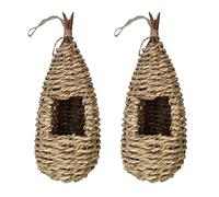 Janasiba Lot de 2 nichoirs de jardin pour oiseaux d'élevage hirondelles Nid Herbe Maison tissée à la main pour l'extérieur