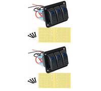 Janasiba Lot de 2 panneaux à bascule en aluminium à 3 vitesses 5 broches ON/OFF pré-câblés pour voiture, marine, bateau